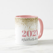 ピンク金ゴールドグリッターの卒エレガント業台本 マグカップ (正面右)