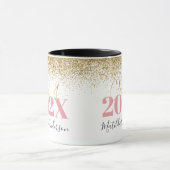 ピンク金ゴールドグリッターの卒エレガント業台本 マグカップ (中央)