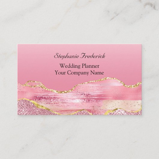 ピンク金ゴールドグリッターアゲフェミニンート小規模企業 名刺 (正面)