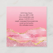 ピンク金ゴールドグリッターアゲートトレンディースモールビジネス スクエア名刺 (裏面)