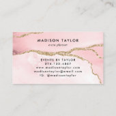 ピンク金ゴールドグリッターアゲートモノグラムイベントプランナー 名刺 (裏面)