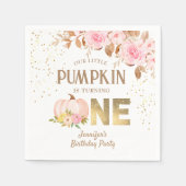 ピンク金ゴールドグリッターカボチャフローラガール1st誕生日 スタンダードカクテルナプキン (正面)