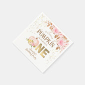 ピンク金ゴールドグリッターカボチャフローラガール1st誕生日 スタンダードカクテルナプキン (角)