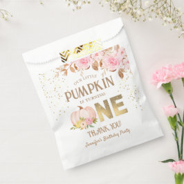 ピンク金ゴールドグリッターカボチャフローラガール1st誕生日 フェイバーバッグ