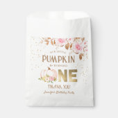 ピンク金ゴールドグリッターカボチャフローラガール1st誕生日 フェイバーバッグ (正面)