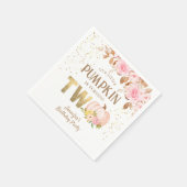 ピンク金ゴールドグリッターカボチャフローラガール2nd誕生日 スタンダードカクテルナプキン (角)
