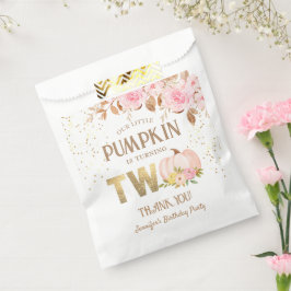 ピンク金ゴールドグリッターカボチャフローラガール2nd誕生日 フェイバーバッグ