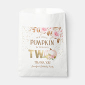 ピンク金ゴールドグリッターカボチャフローラガール2nd誕生日 フェイバーバッグ (正面)