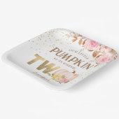 ピンク金ゴールドグリッターカボチャフローラガール2nd誕生日 ペーパープレート (傾斜あり)