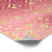 ピンク金ゴールドグリッターガールズバースデーパーティー ポスター (角)