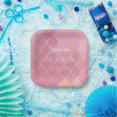 ピンク金ゴールドグリッターガールズ誕生日 ペーパープレート (パーティー)