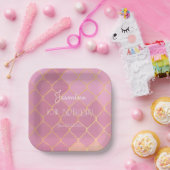 ピンク金ゴールドグリッターガールズ誕生日 ペーパープレート (パーティー)