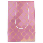 ピンク金ゴールドグリッターガールズ誕生日 ミディアムペーパーバッグ (裏面)