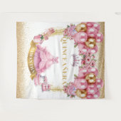 ピンク金ゴールドグリッターキンセアニラパーティーウォールタペストリー タペストリー (正面(横))