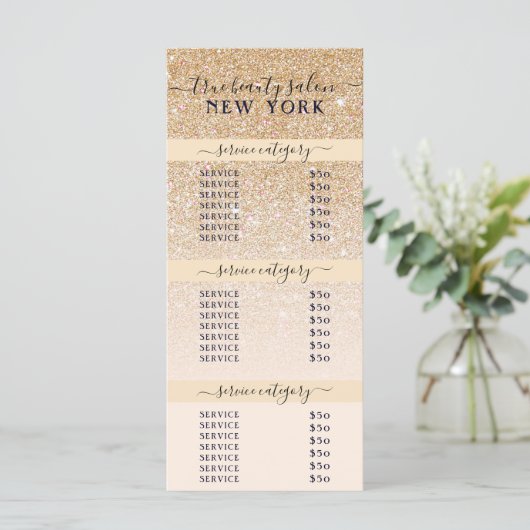 ピンク金ゴールドグリッターグラデーションサロン価格表 (スタンド正面)