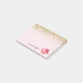ピンク金ゴールドグリッターグラムウォーター色キス ポストイット (アングル)