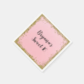 ピンク金ゴールドグリッターグラムエッジスウィート16カスタムパーティー スタンダードカクテルナプキン (角)
