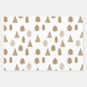 ピンク金ゴールドグリッターグラムクリスマスツリー ラッピングペーパーシート (正面3)