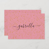 ピンク金ゴールドグリッターグラムモノグラム名 サンキューカード (正面/裏面)