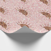 ピンク金ゴールドグリッターサンセットパターンデザイン ラッピングペーパー (角)