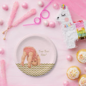 ピンク金ゴールドグリッターシェブロン赤ちゃんシャワー ペーパープレート (パーティー)