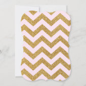 ピンク金ゴールドグリッタースパークルファースト誕生日招待状 招待状 (裏面)