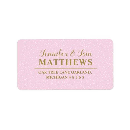 ピンク金ゴールドグリッタースパークルモノグラム結婚ズ ラベル (正面)