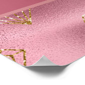 ピンク金ゴールドグリッターダイヤモンドガールズバースデーパーティー ポスター (角)