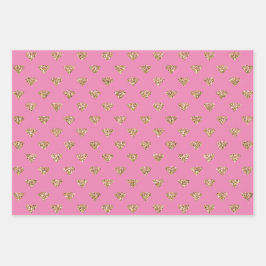 ピンク金ゴールドグリッターダイヤモンド ラッピングペーパーシート