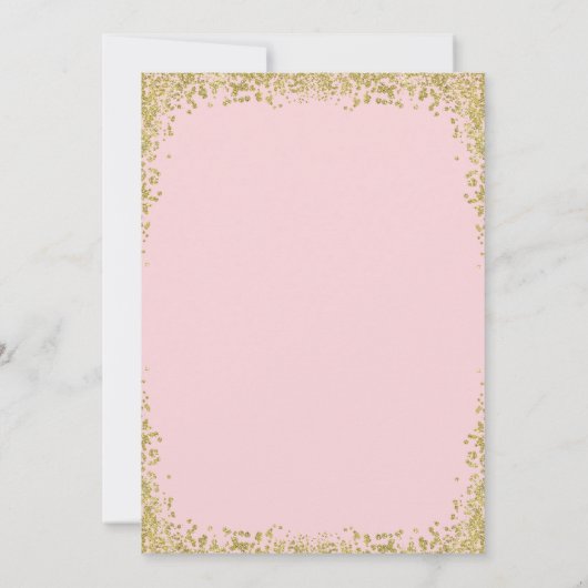 ピンク金ゴールドグリッターティーパーティーサンキューカード 招待状 (裏面)