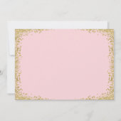 ピンク金ゴールドグリッターティーパーティー女子誕生日写真 サンキューカード (裏面)