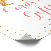 ピンク金ゴールドグリッターディーノカードとギフトサイン ポスター (角)