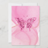 ピンク金ゴールドグリッターバタフライベビーシャワー招待状 招待状 (裏面)