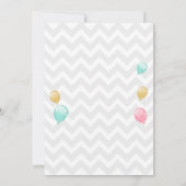 ピンク金ゴールドグリッターバルーン誕生日招待状 招待状 (裏面)