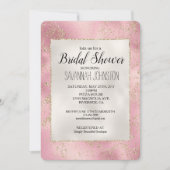 ピンク金ゴールドグリッターパールホワイトブライダルシャワー 招待状 (正面)