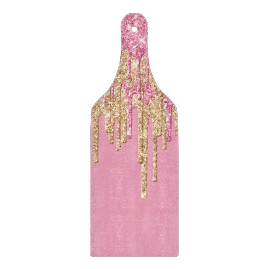 ピンク金ゴールドグリッターフェイク滴下エポキシ樹脂  カッティングボード (正面)