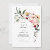 ピンク金ゴールドグリッターフローラエレガントブライダルシャワー 招待状 (正面)