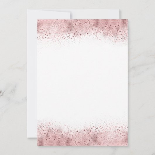 ピンク金ゴールドグリッターフローラエレガントブライダルシャワー 招待状 (裏面)