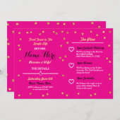 ピンク金ゴールドグリッターブライダルシャワー旅程招待状 招待状 (正面/裏面)