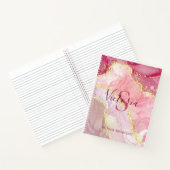 ピンク金ゴールドグリッターマーブルジオードモノグラム ノートブック (内部)