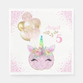 ピンク金ゴールドグリッターユニコーンパンプキンガールズ誕生日 スタンダードランチョンナプキン (正面)
