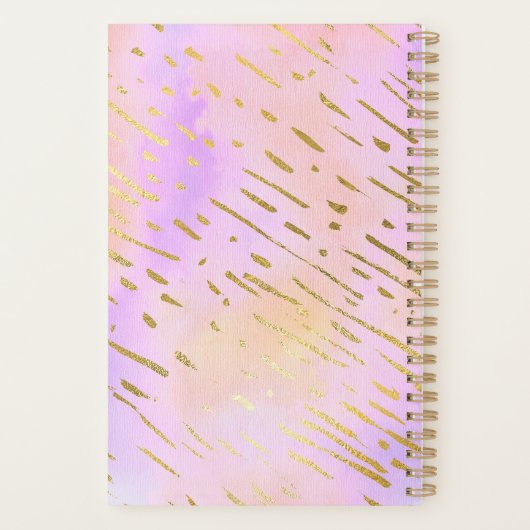 ピンク金ゴールドグリッターユニコーン顔ガールズやる気を起こさせる プランナー手帳 (裏面)