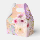 ピンク金ゴールドグリッターユニコーン顔ガールバースデーパーティー フェイバーボックス (裏面サイド)