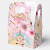 ピンク金ゴールドグリッターユニコーン顔ガールバースデーパーティー フェイバーボックス (オープン)