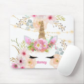 ピンク金ゴールドグリッターユニコーン顔トレンディーガールズギフト マウスパッド (マウス)