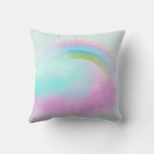 ピンク金ゴールドグリッターユニコーン顔花女の子ギフト クッション (裏面)