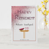 ピンク金ゴールドグリッターレインハッピーリタイアメント カード (黄色い花)