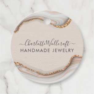 ピンク金ゴールドグリッター大理石アガテハンドメイドジュエリーCl フェイバータグ