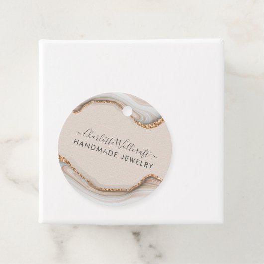 ピンク金ゴールドグリッター大理石アガテハンドメイドジュエリーCl フェイバータグ (インサイチュ)