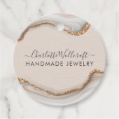 ピンク金ゴールドグリッター大理石アガテハンドメイドジュエリーCl フェイバータグ (正面)